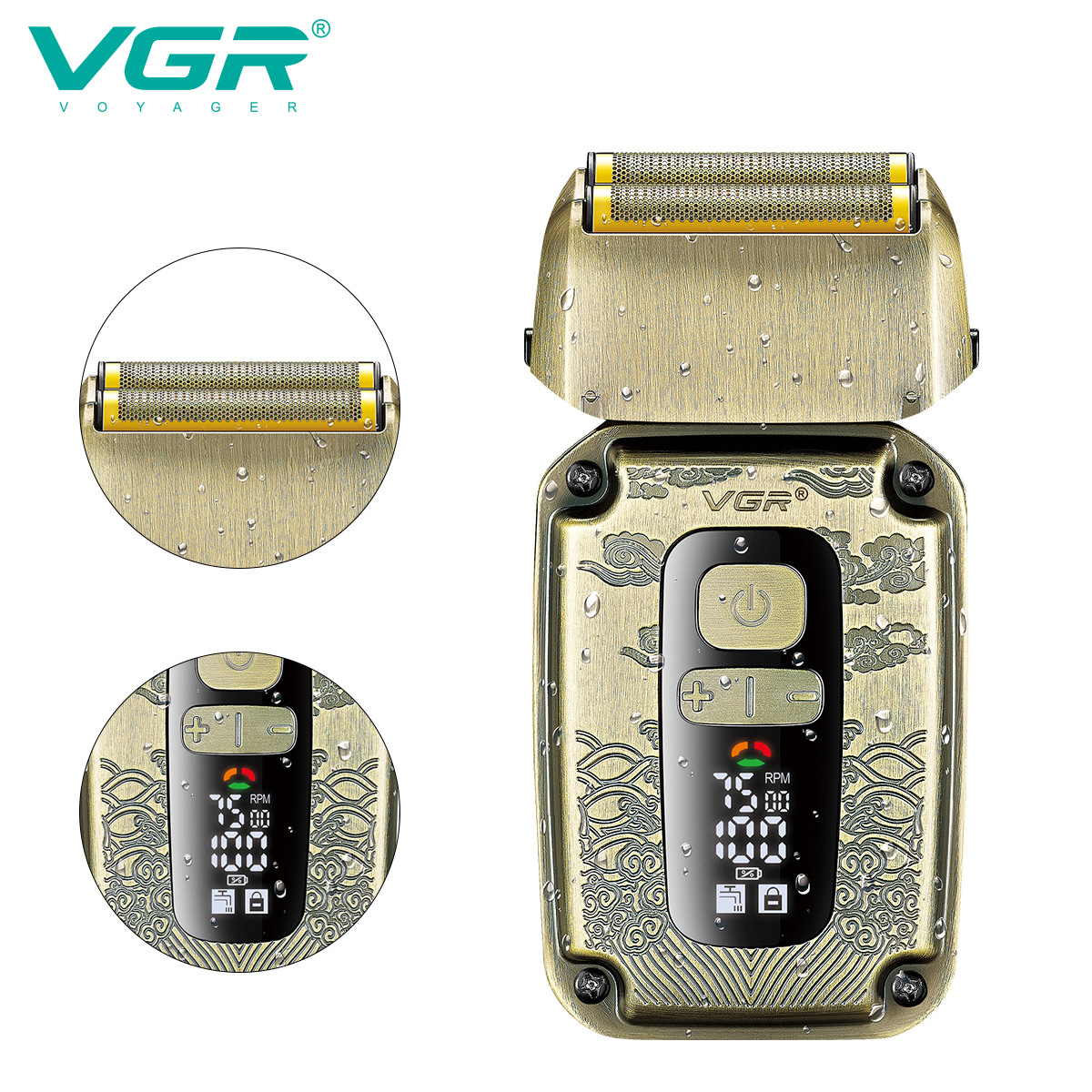 Retro Reciprocating Double Head Shaver Rechargeable Whitening Shaver IPX6 Water Washable Electric Shaver_voghion.com