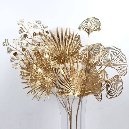 Golden Wedding Simulation Flowers Artificial Flowers Bouquet Eucalyptus Monstera Philodendron Bamboo Money Plant Bamboo Leaves Manufacturer