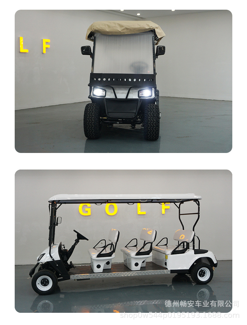 Cross-Border Tourist Shuttle Bus Golf Cart Electric Golf Cart Sightseeing Car 2-4-6 Seater Four-Wheel Sightseeing Car