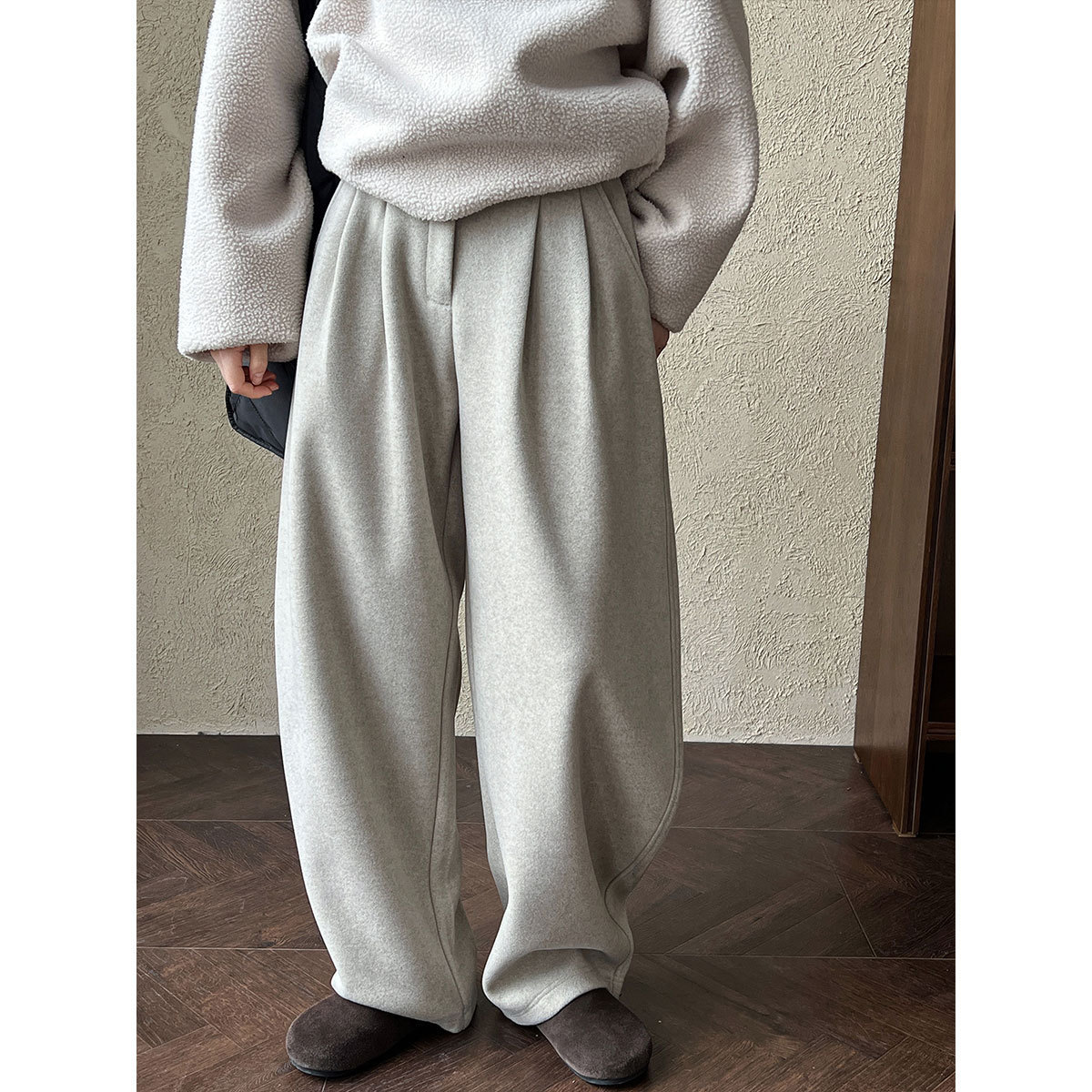 NS 裤型巨好~韩系加厚毛呢镰刀裤女秋冬新款显瘦仿羊绒长裤1829