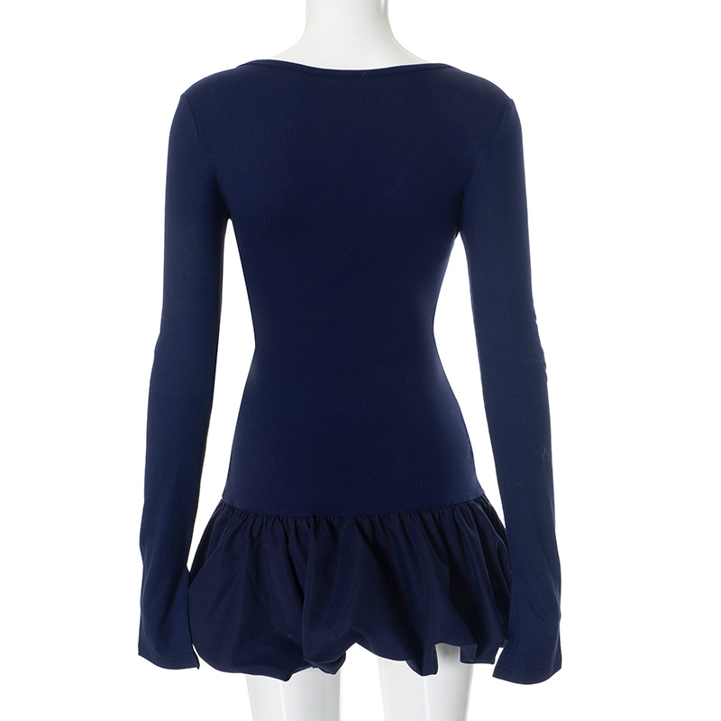 Women Clothing Trend Elegant Charming Long Sleeve V neck Short Puffy
