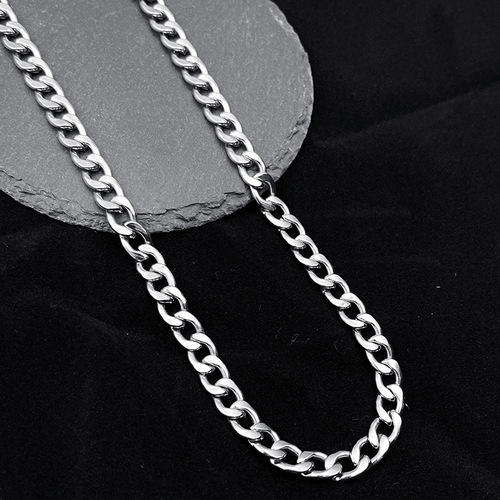 Wholesale NK Chain European and American Titanium Steel Cuban Chain Necklace Men's and Women's Trendy Hip Hop Simple Multi-purpose Accessory Non-fading Thick 