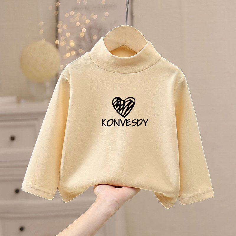 Otoño e Invierno Niños y Niñas Ropa de Otoño de una sola pieza superior medio y pequeños niños de cuello alto 3-10 años de edad los niños de terciopelo ropa interior térmica base image 4