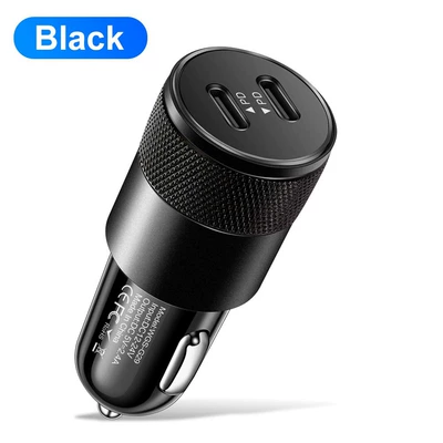 2.4A Fast Charging Car Charger Dual Pd Aluminum Alloy Small Steel Cannon Fast Charging Car Charger Car Mobile Phone Charger (Mobil şarj cihazları) - all-black