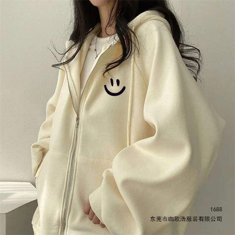 Fleece-lined thickened jacket for women in autumn and winter, Korean style, loose and casual, suitable for petite students, versatile trendy sweatshirt for outerwear