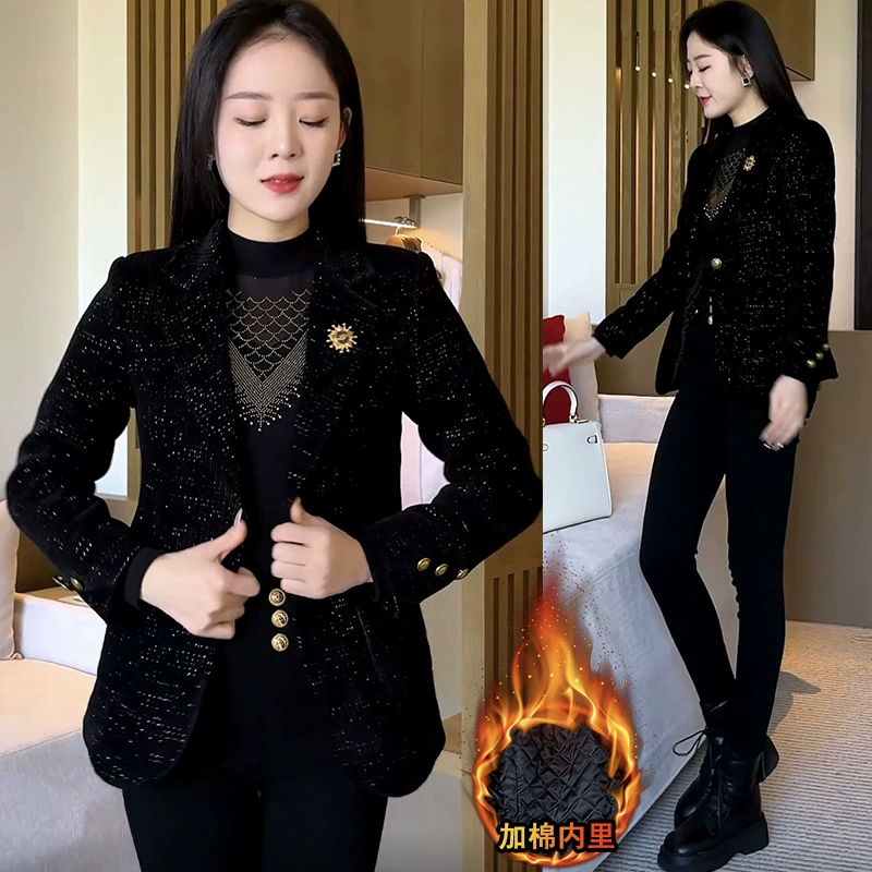 Spring red classic suit jacket, increased thickness, western style, Chanel style
