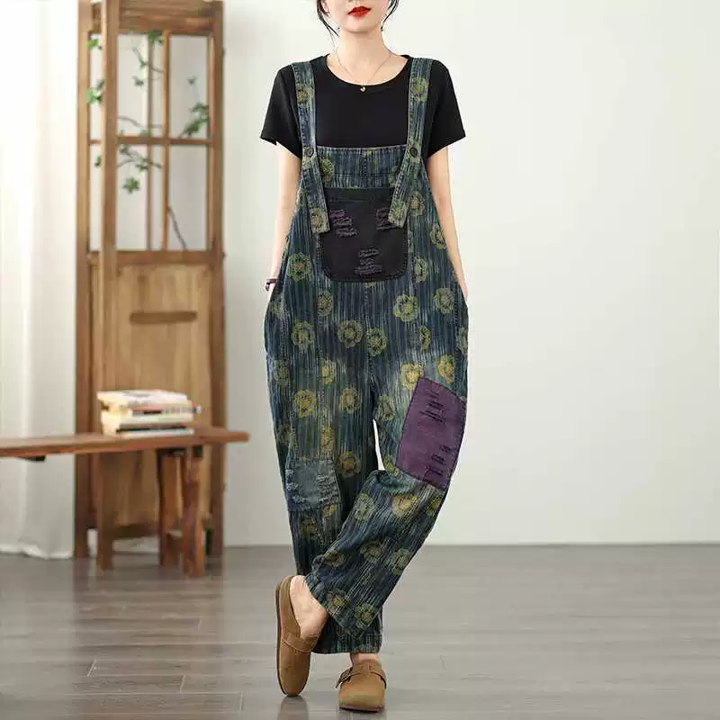 Summer denim overall, Korean style, plus size