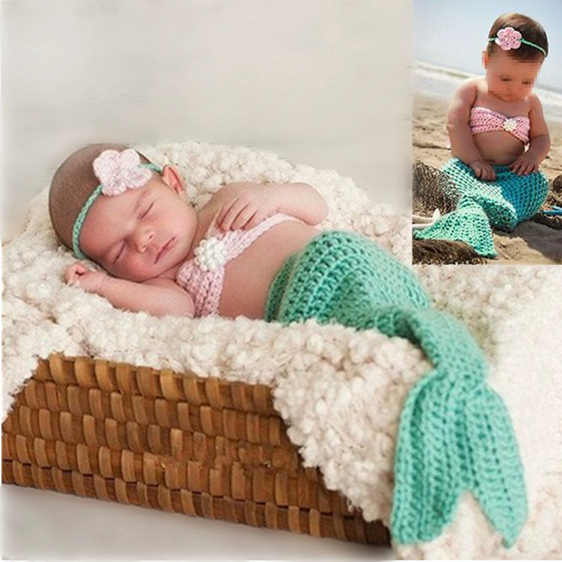 Children's woven photography props for new born for early age handmade, set from pearl, wholesale