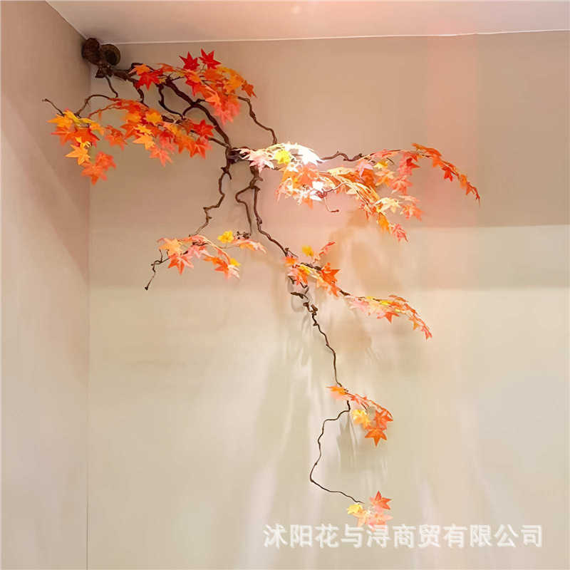 悬挂红枫树室内造景植物红枫树大型吊顶装饰墙面装饰垂吊仿真绿植|undefined