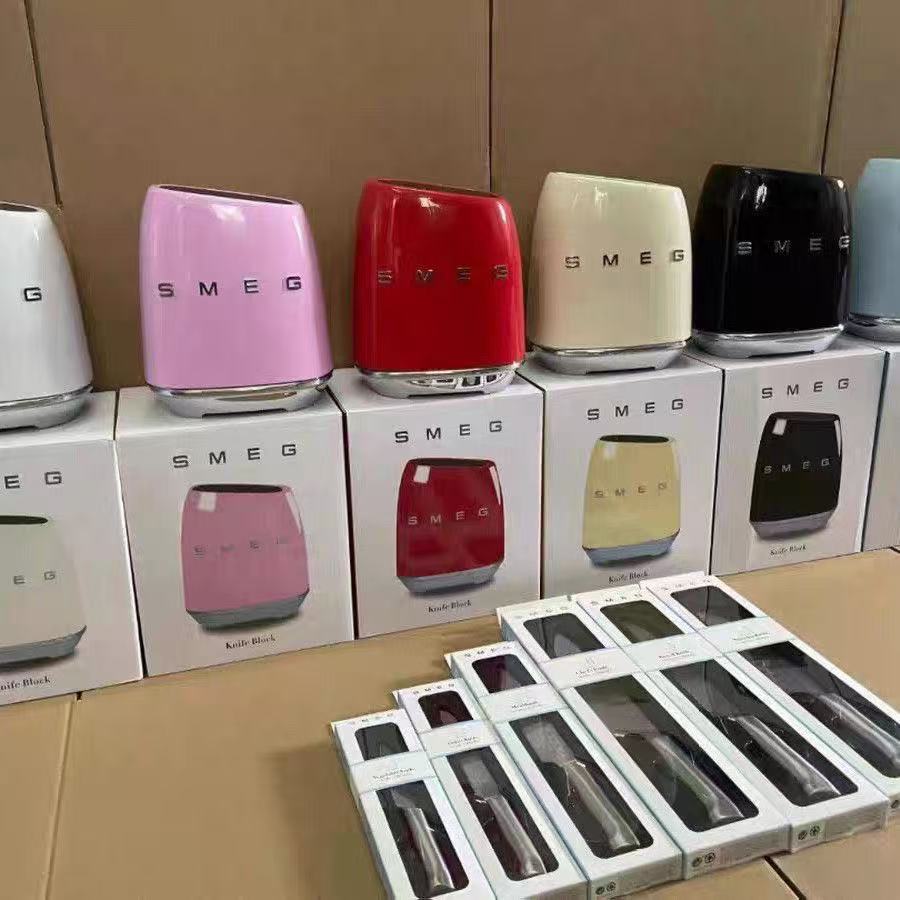 Smeg üslubunda bıçaq dəsti və bıçaq saxlayıcısı, paslanmayan polad