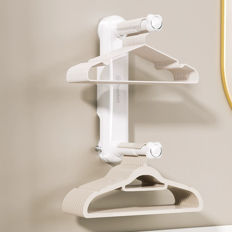 ✅Clothes hanger storage retractable suction cup storage rack for home balcony punch-free wall hanging clothes drying rack storage hanging