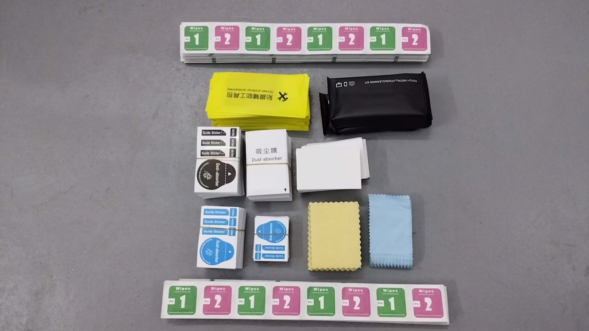 Tempered Glass Film Application Tool Kit 3-in-1 - Dry and Wet Alcohol Wipes Dust Removal Screen Cleaning Set with Application Assistance Tools