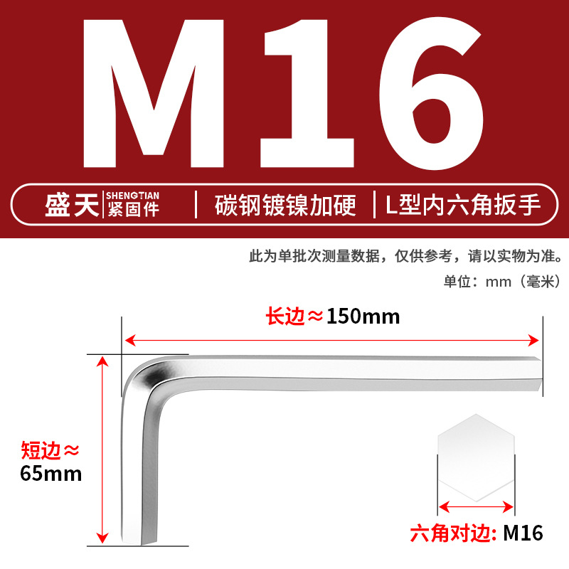 Ключ шестигранный Shengtian Fasteners M16 никелированный