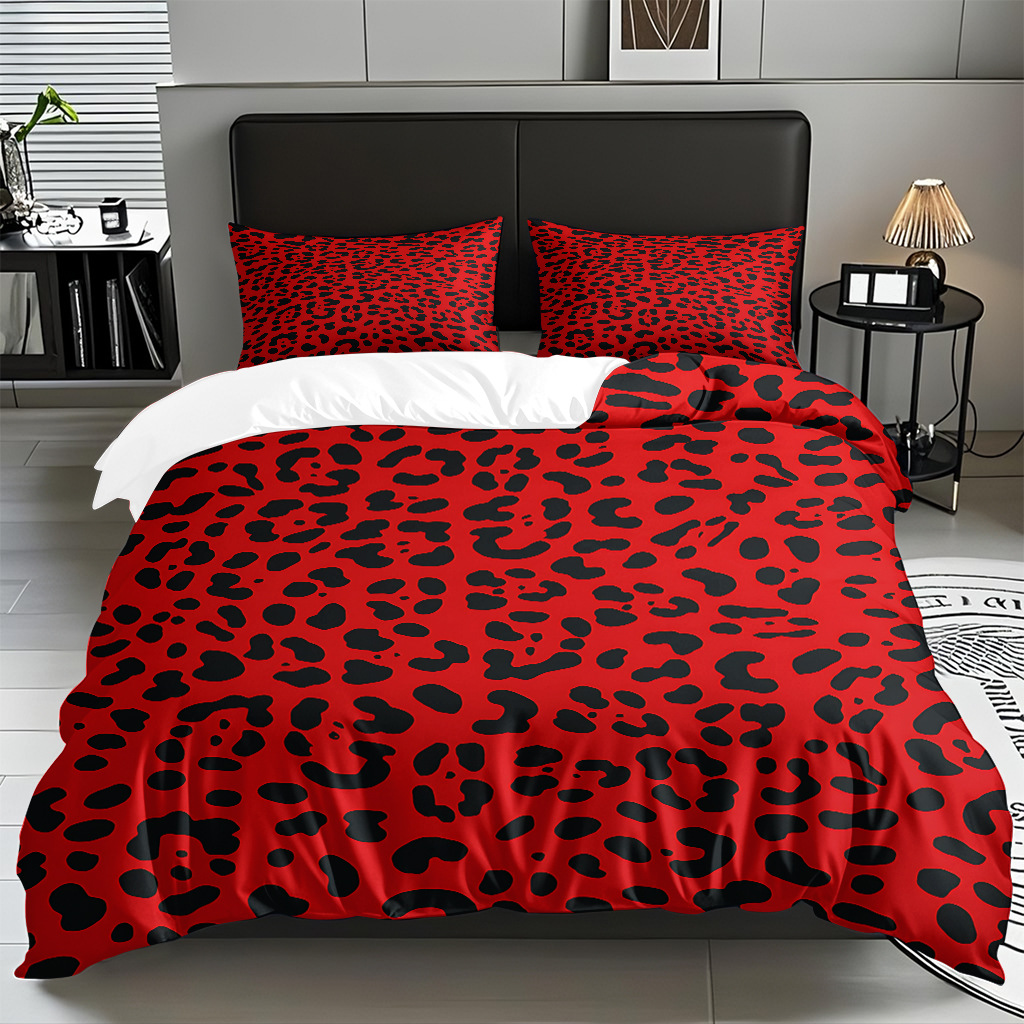 TEMU / JIT comercio exterior textil doméstico transfronterizo impresión digital de leopardo de alta definición colcha de colcha de almohada kit de ropa de cama para hacer dibujos