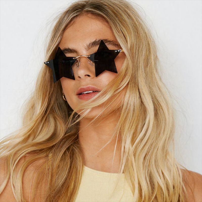 Cross-Border Fashion Rimless Five-Pointed Star Sunglasses Aliexpress Trendy Funny Christmas Sunglasses Personalized Punk Glasses Cross-Border Fashion Rimless Five-Pointed Star Sunglasses Aliexpress Trendy Funny Christmas Sunglasses Personalized Punk Glasses