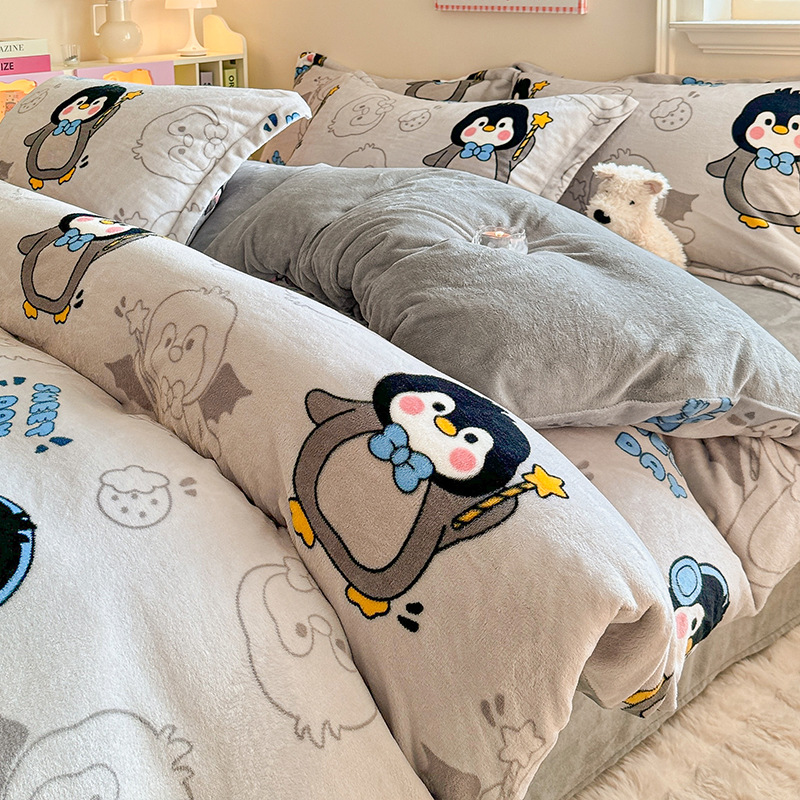 2025 nuevo edredón de seda de leche de una sola pieza de invierno cálido coral 150x200x230 edredón