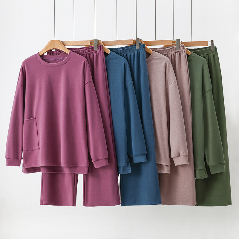 De velvet warm pajamas women's suit loose plus size brushed sweater middle-aged mother heating thin velvet winter homewear