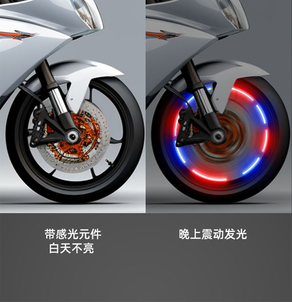 Car valve cap colorful light tire burst light atmosphere light rechargeable motorcycle LED light sensor light