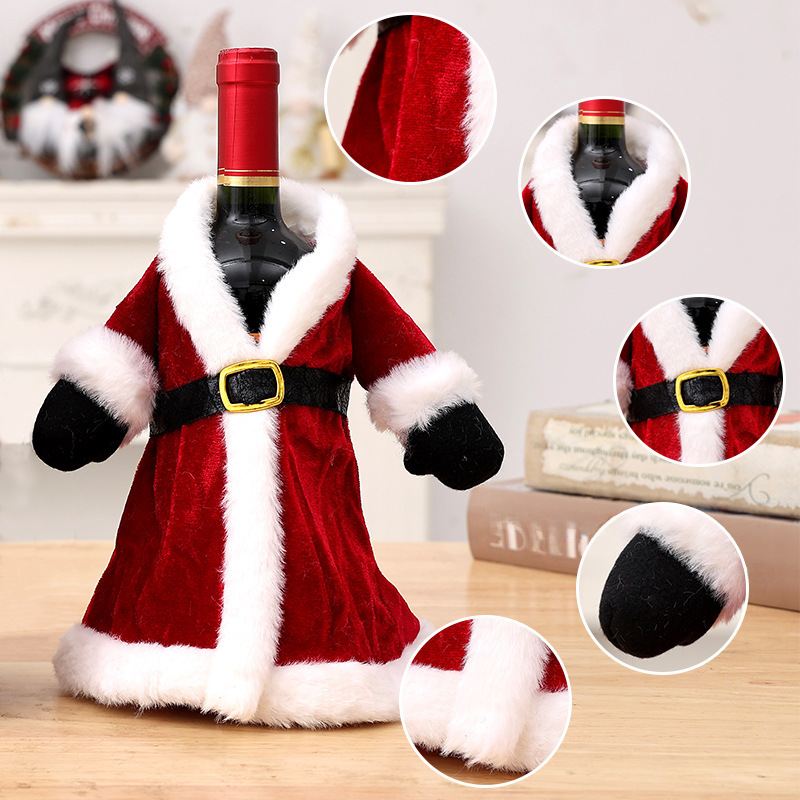 Décorations de Noël transfrontalières neuves Robe Robe Ensemble de bouteilles de vin Ensemble de vin de Noël créatif Décoration de table à manger à domicile_voghion.com