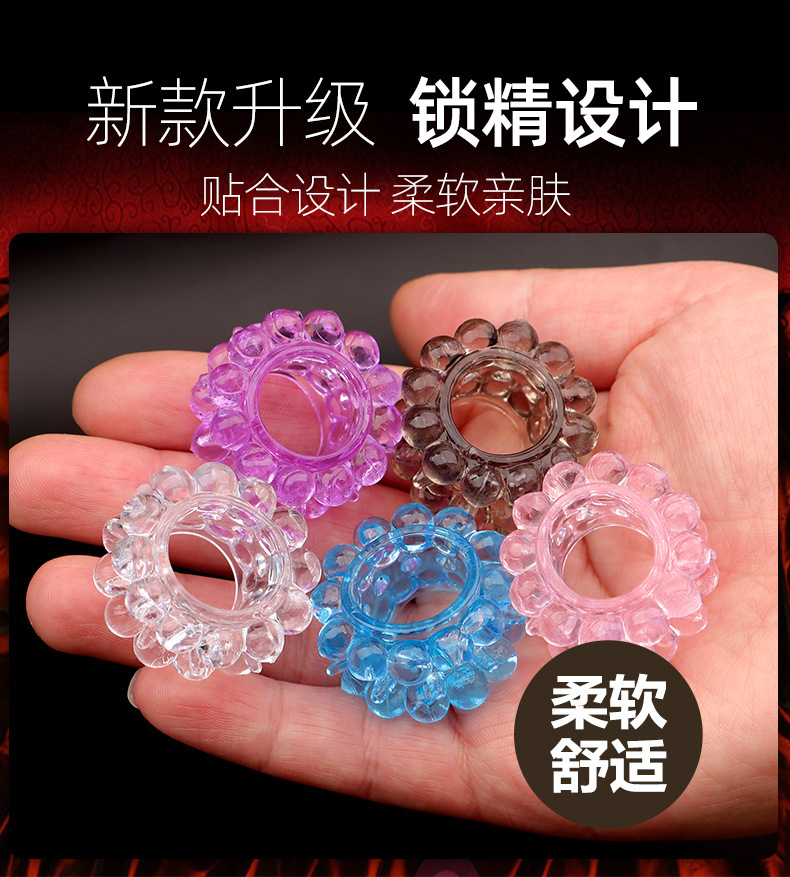 Double-Row Beaded Lock Ring Textured TPE Cock Ring for Men — detail image 2