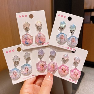 New Princess Cute Cartoon Ear Clips Without Piercing Girls Children's Earrings Korean Style Student Earrings Gift Jewelry Wholesale