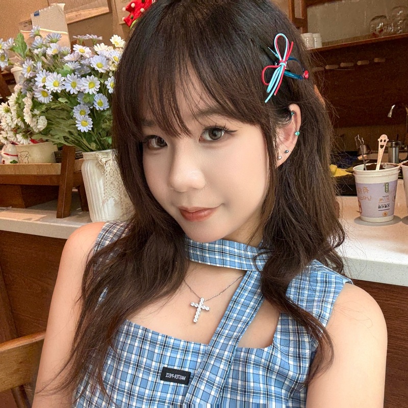 韩系气质高级感彩色蝴蝶结滴胶BB夹发绳少女心牛仔布百搭皮筋发饰|undefined