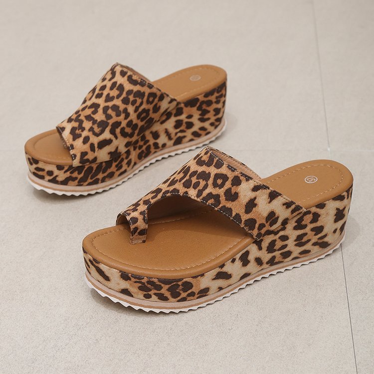 Mujeres Casual Vacaciones Leopardo Correa En T Zapatillas De Cuña display picture 9