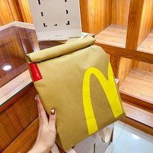 网红麦当劳书包2024新款纸袋背包女时尚单肩包大容量包学生上课包