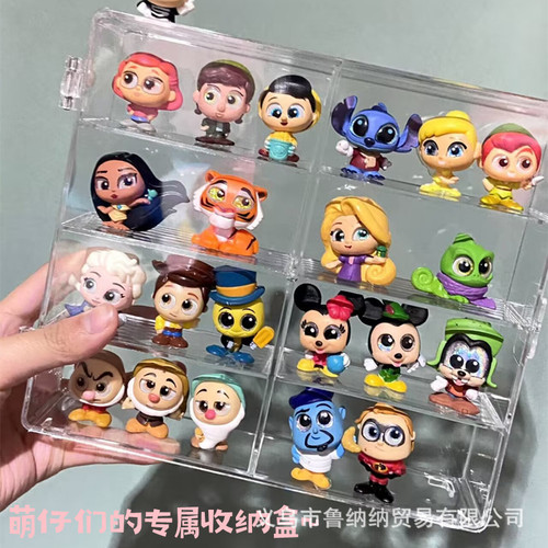 Small sweet potato-shaped storage box with door, stackable transparent desktop mini figure doll decoration storage and display stand