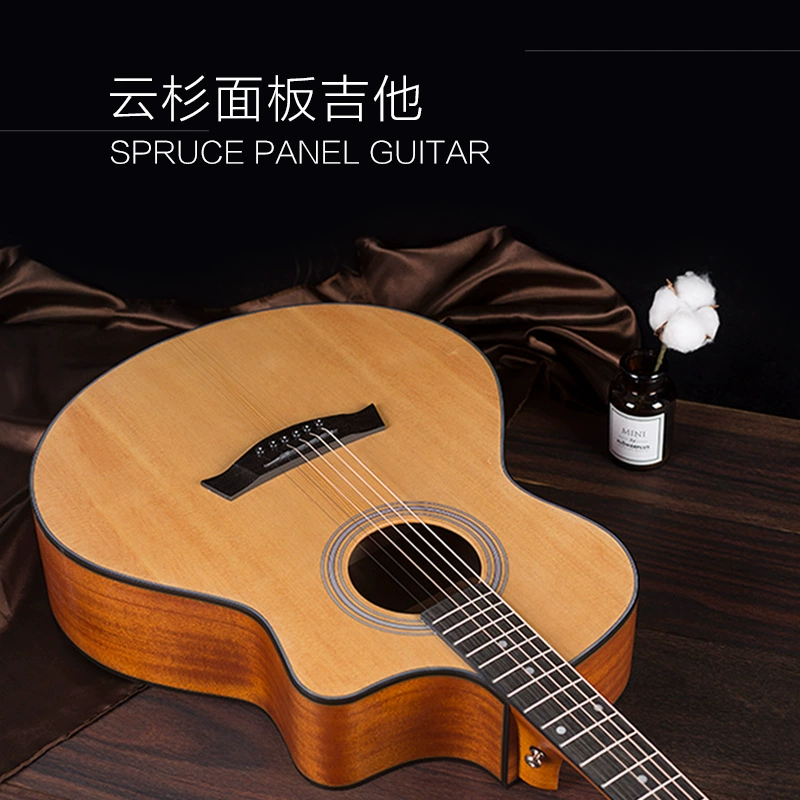 Однобортовая гитара 41-дюймовая ель матовая акустическая гитара поверхность одного инструмента производители в наличии оптом
