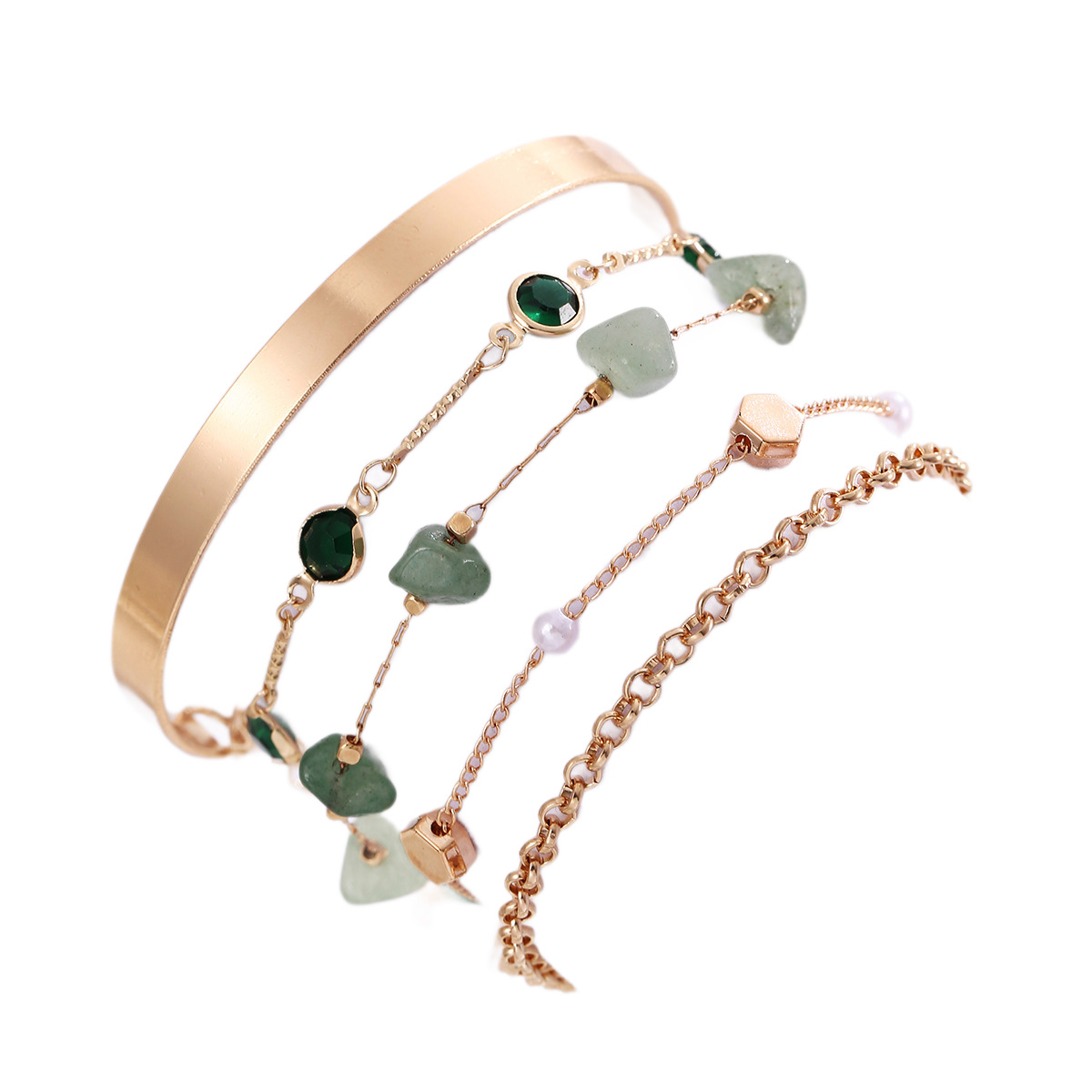 Minimalist Layered Bracelet Set For Women Stackable Gold Finish_voghion.com