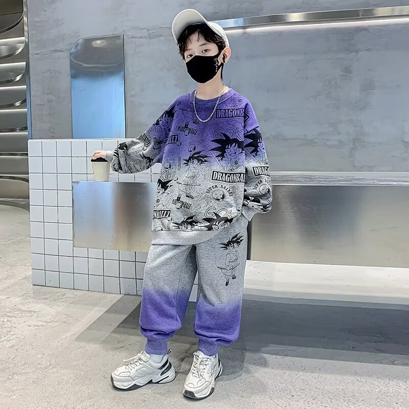 어린이 의류 소년 가을 의류 세트 봄과 가을 2024 새로운 소년의 스포츠 멋진 잘 생긴 큰 소년의 단복 가을 패션