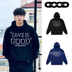现货GOODBRAND珍珠标语连帽卫衣女 LOVE IS GOOD重磅外套男秋冬款