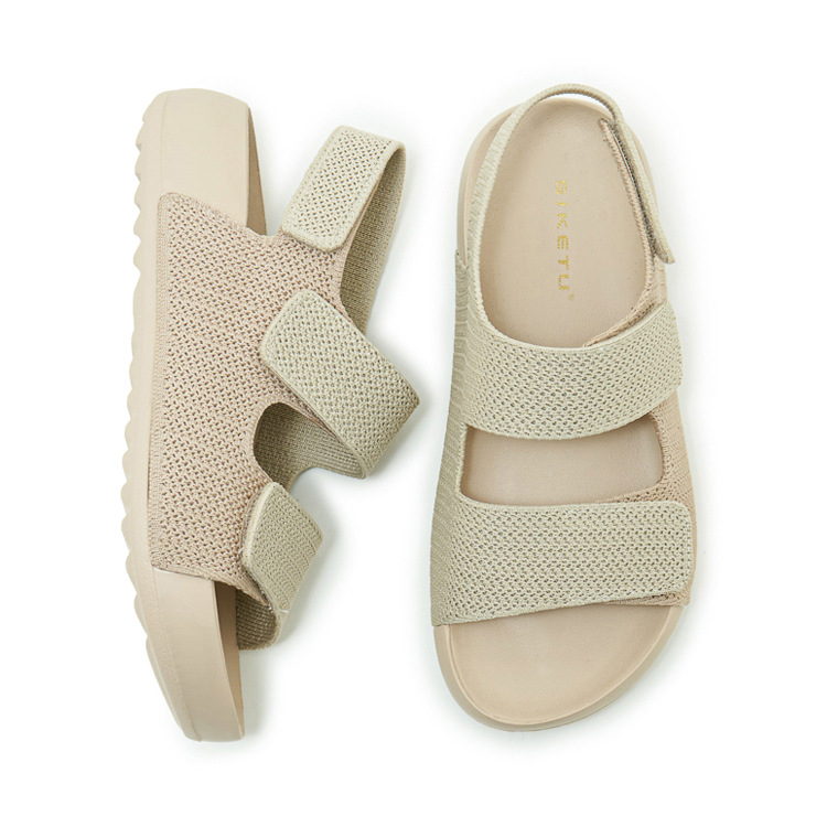 Dép sandal nữ quai chữ V đế mềm, quai dán đi biển — màu đen, màu hồng, màu kaki, màu mơ chi tiết 35