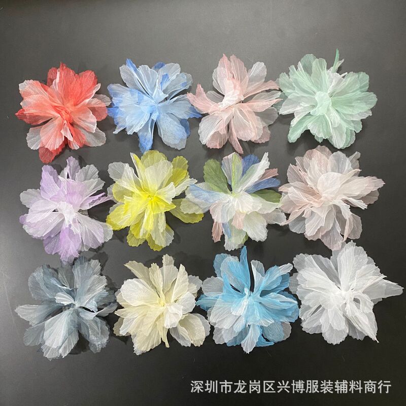 14cm three-dimensional organza lace diy gradient handmade flower clothing accessories decorative flower ballet doll dance skirt