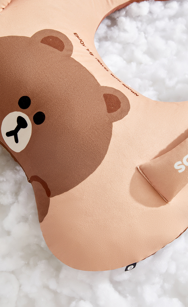 Brown Bear Car Headrest Children's Car Sleeping Gadget Car Neck Pillow Cartoon Cushion Car Sleeping Pillow