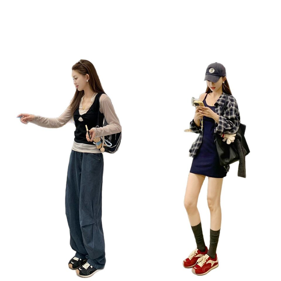 Giày sneaker nữ da bò lưới thân thấp dây buộc gót ẩn 6 cm — Đen (Gót ẩn 6CM) - Còn hàng, Đỏ (Gót ẩn 6CM) - Còn hàng
