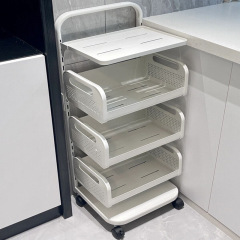 キッチン収納ラックトロリー家庭用多層床から天井までの可動収納ラックユニバーサルホイールスナック雑貨収納バスケット