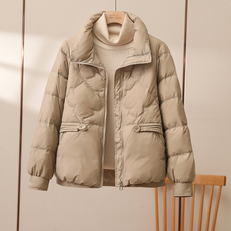 Women's Clothing down cotton jacket winter small cotton jacket stand collar versatile short cotton jacket thickened coat_voghion.com