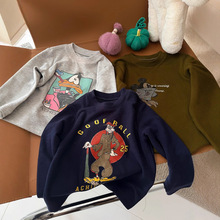 儿童卡通打底衫磨毛2025秋冬新款韩版男女童长袖圆领上衣暖绒