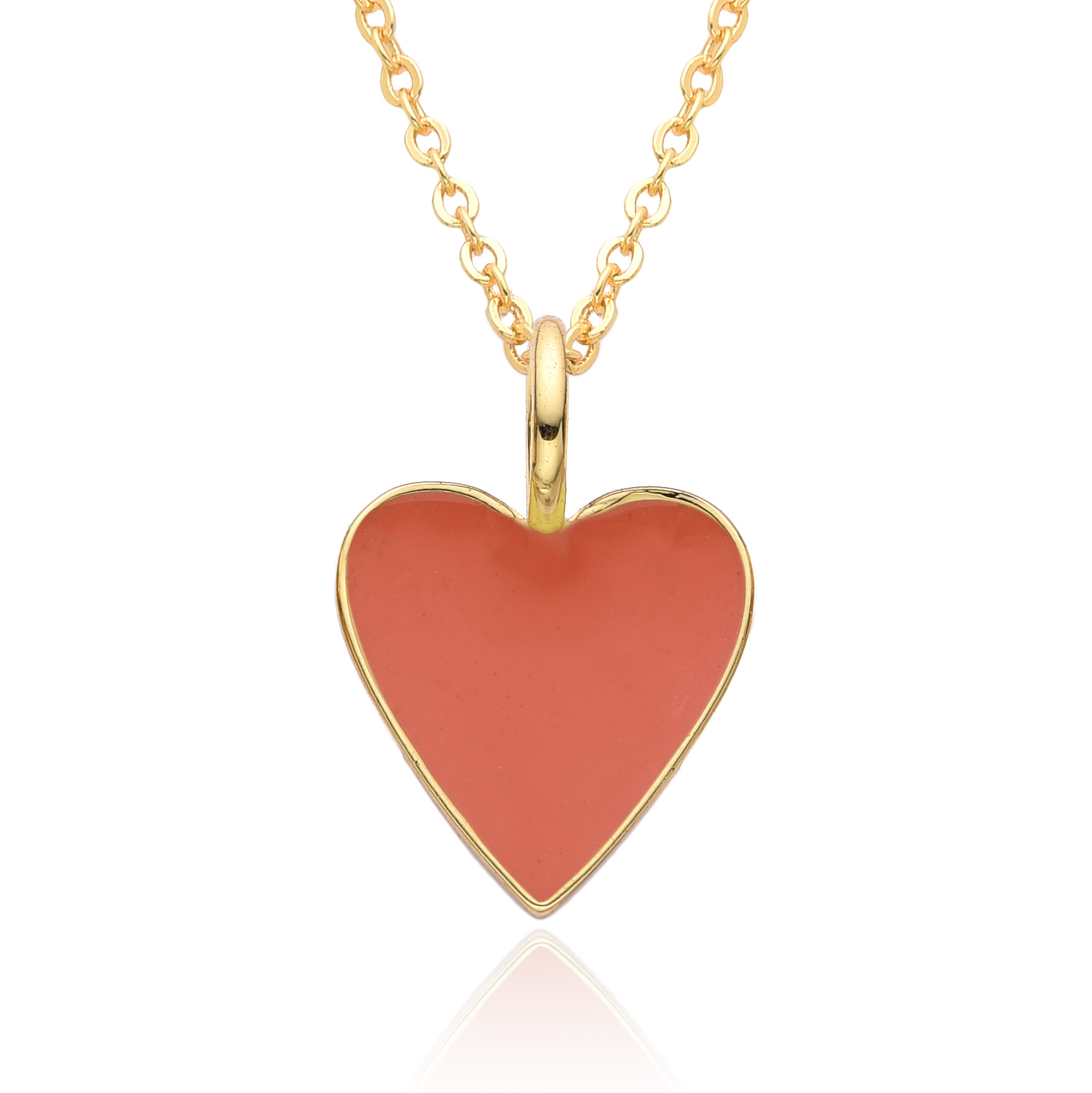10g Weight Pendant Necklace Classification cable chain Chain Type 1 Piece Quantity Daily, Date Occasion Copper Material Heart Shape Pattern Women's Gender Enamel, Plating Design IG Style, Simple Style Style Copper IG Style Simple Style Heart Shape Enamel Plating Pendant Necklace 11