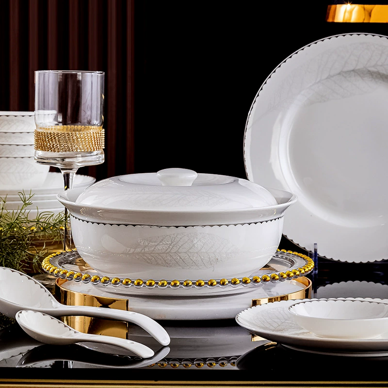 Ceramic tableware set, home dinnerware with soup bowl and gift box, multiple piece counts (18–60 pcs)