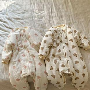 Fall/Winter Children's Sleeping Bag 2023 South Korea Boys and Girls Korean Style Breathable Quilted Pajamas Baby Belly Protection Home Clothes