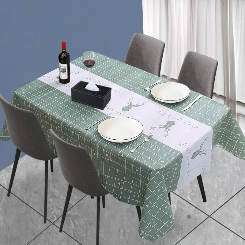 Tablecloth (INS) Nordic waterproof PEVA, washed-look, grid patterns, multiple sizes