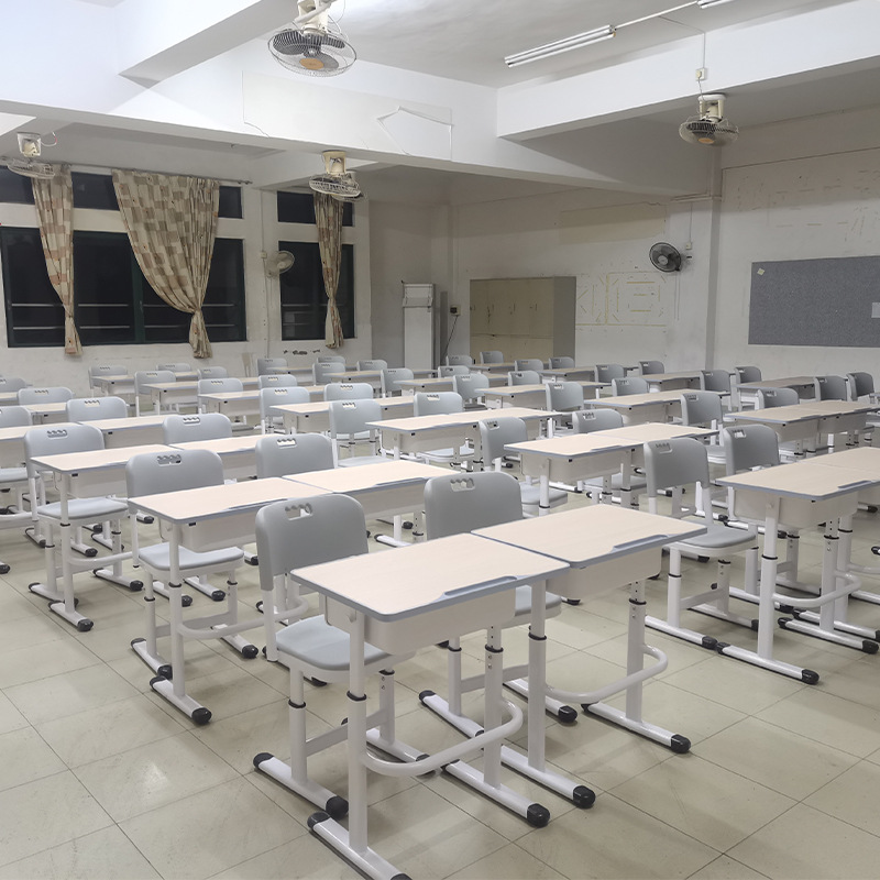 Mesa y silla individual para estudiantes (primaria/secundaria), altura ajustable con tubo, fabricante para escuelas o centros de tutoría image 4