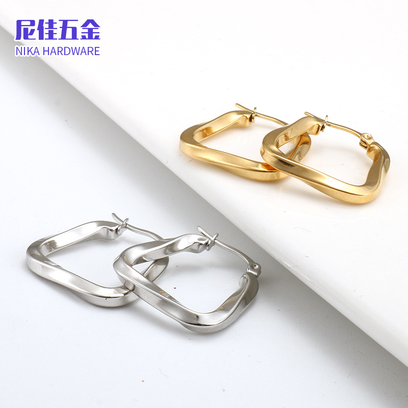 Pendientes irregulares geométricos, acero de titanio, estilo coreano moderno, no se desvanecen