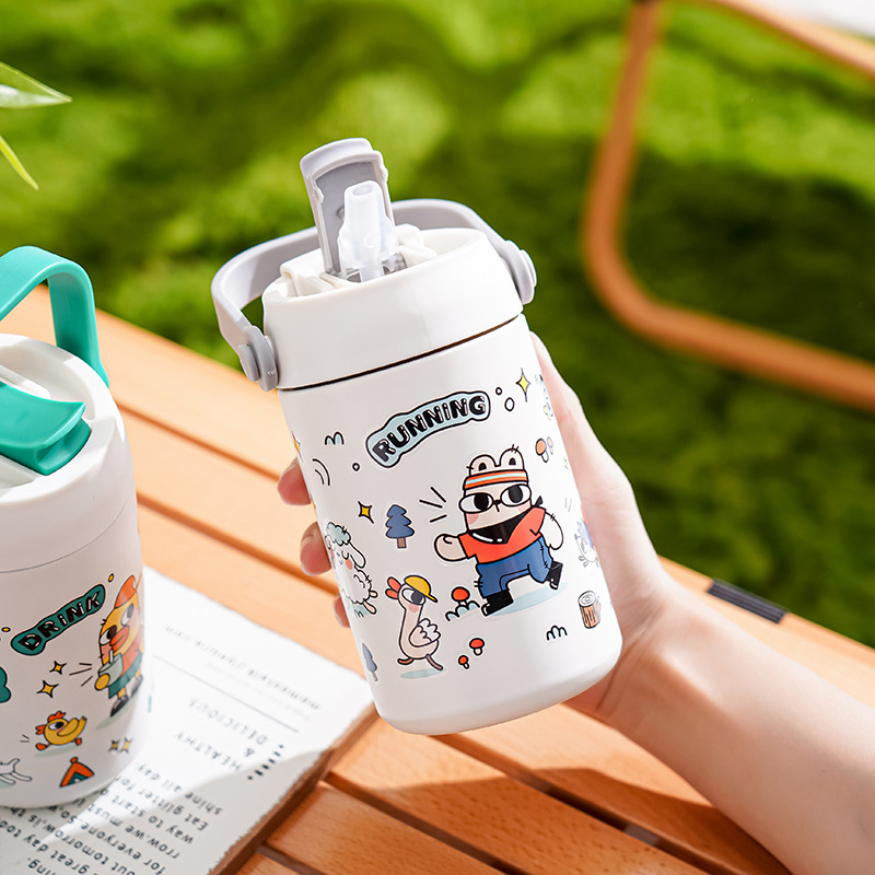 회색과 흰색 손잡이 냄비 500ml 더블 드링크