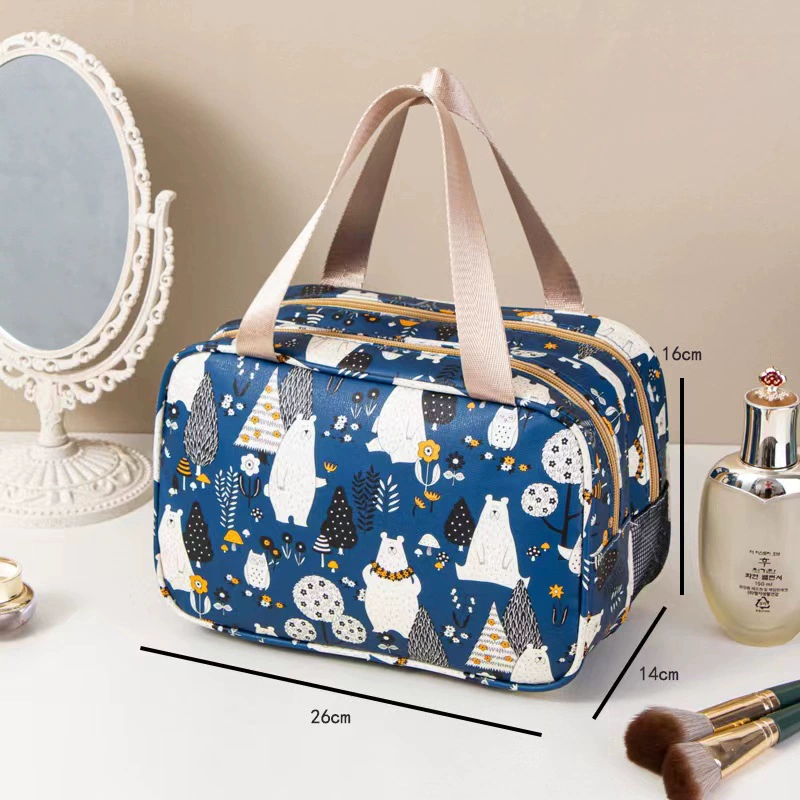 Cosmetic bag, handheld capacious shoulder bag, organizer bag wet and dry separation for traveling