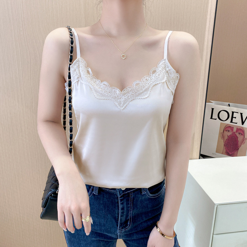 Camisola de manga corta para mujer, novedad de verano 2025, top ajustado con cuello en V de encaje para usar como prenda exterior, capa base elegante.