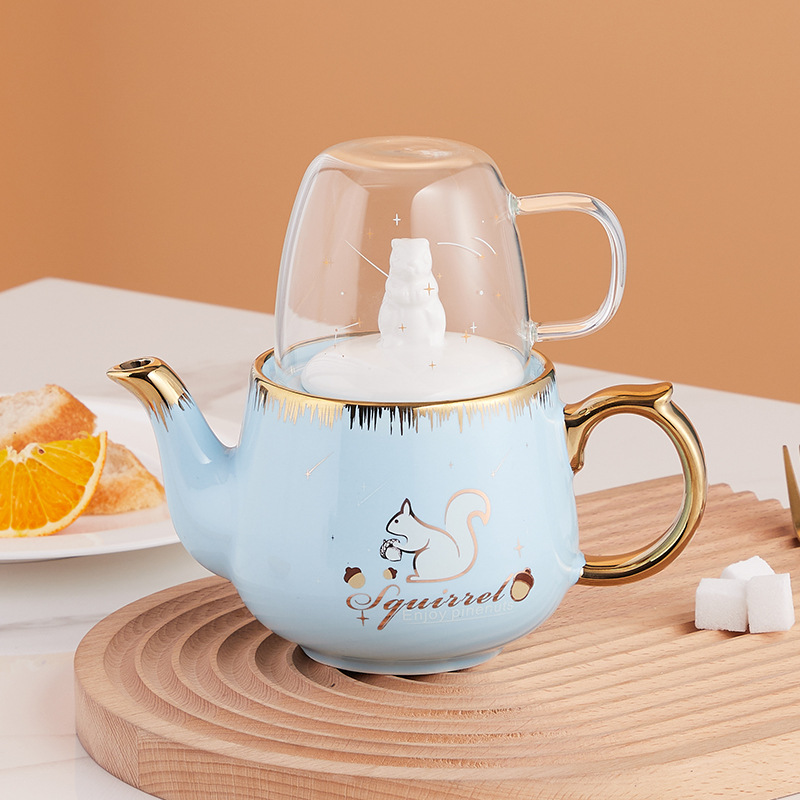 Ins solo juego de té cerámica ardilla Amazon Comercio exterior oferta especial puede agregar logotipo una olla taza regalo